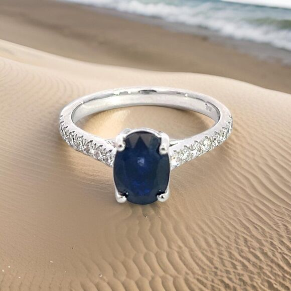 Natural Sapphire Diamond Ring 6.5 14k W Gold 2.35 TCW Certified $3,950 310589 - Picture 11 of 14